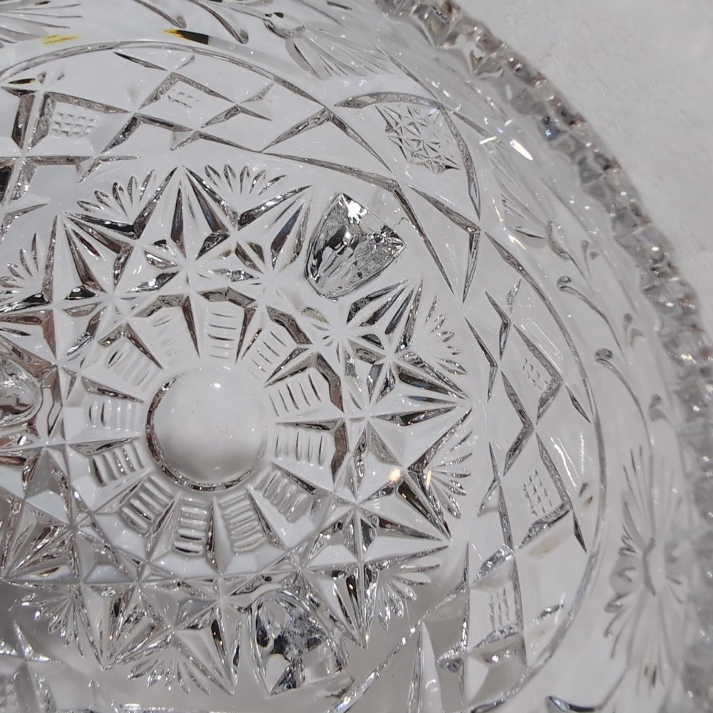 Vintage Anna Hutte Lead Crystal 3 Footed Dish‎ Candy Pinwheel Starburst Germany - Picture 10 of 10